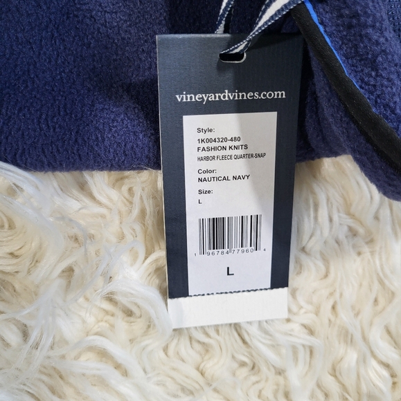 Vineyard Vines Mens Harbor Fleece Quarter-Snap Navy Size Large - Picture 7 of 15